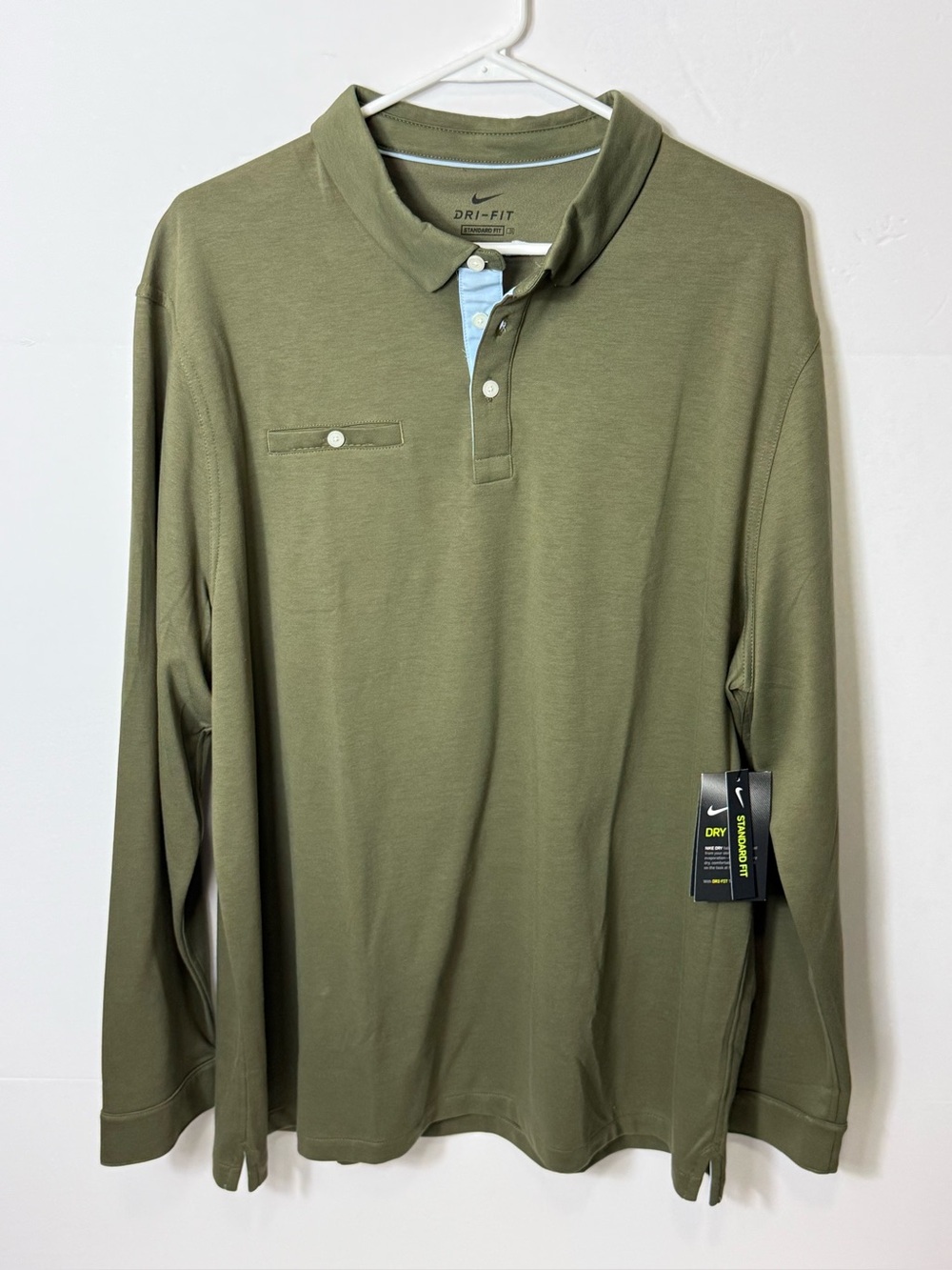 Nike Dri-FIT Long Sleeve Polo in Olive